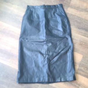 La Vogue vintage black leather 12 long pencil skirt